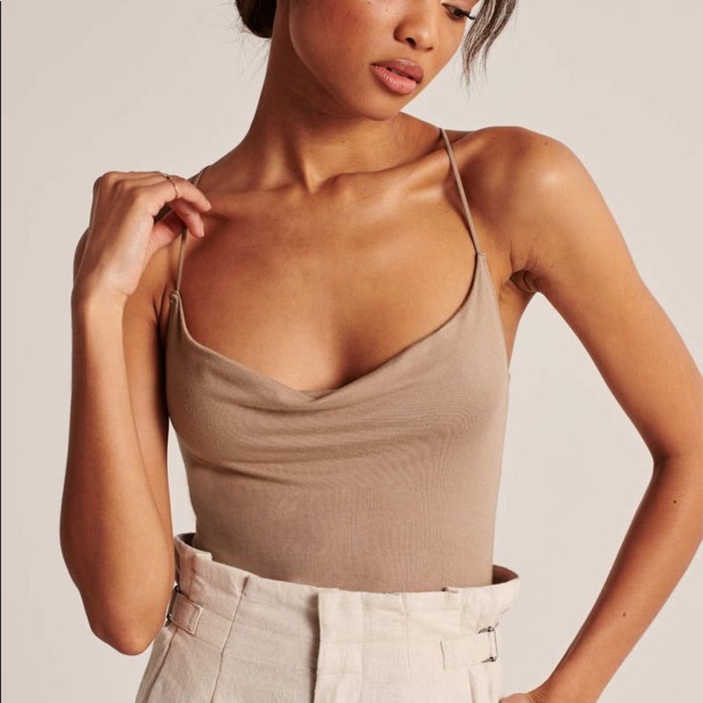 Abercrombie Cowl Neck Bodysuit - Tan - Size S